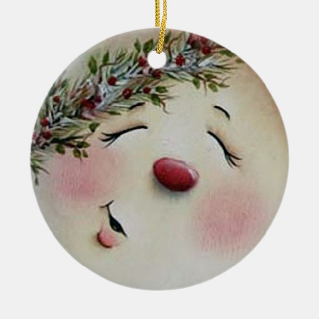 Ornamento De Cerâmica Boneco de neve (Frente)