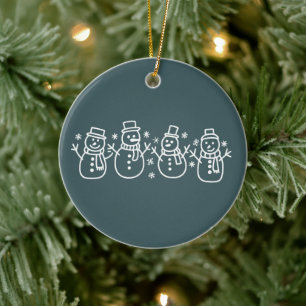 Ornamento De Cerâmica Boneco de Neve Azul Natal Festa de Inverno Festivo