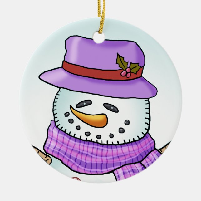 Ornamento De Cerâmica Boneco de Neve Congelado  (Frente)