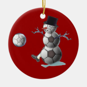 Ornamento De Cerâmica Boneco de neve da bola de futebol