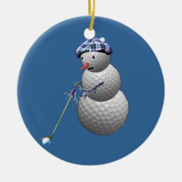 Ornamento De Cerâmica Boneco de neve da bola de golfe