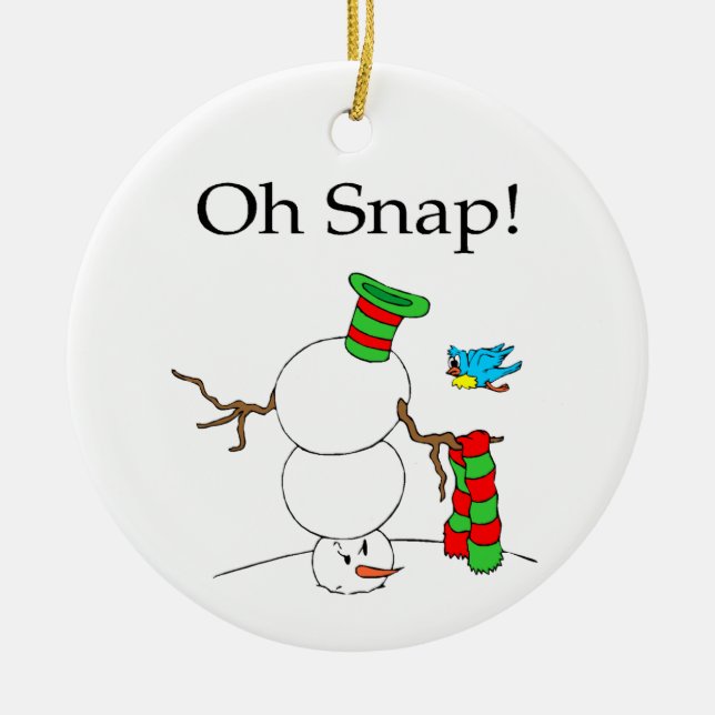 Ornamento De Cerâmica Boneco de neve de cabeça para baixo (Frente)