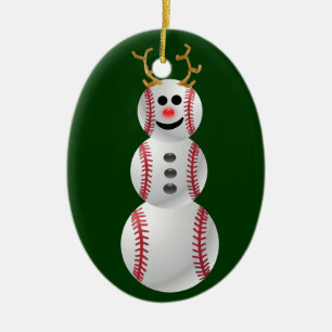 Ornamento De Cerâmica Boneco de neve do basebol