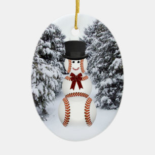Ornamento De Cerâmica Boneco de neve do basebol