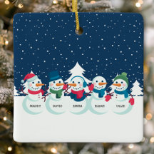 Boneco de Neve Família de 5 Pessoas Personalizado