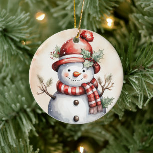Ornamento De Cerâmica boneco de neve festivo de Natal