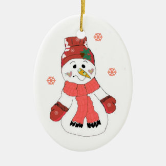Ornamento De Cerâmica Boneco de Neve Fofo