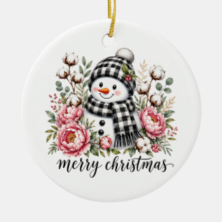 Ornamento De Cerâmica Boneco de Neve Fofo Feliz Natal