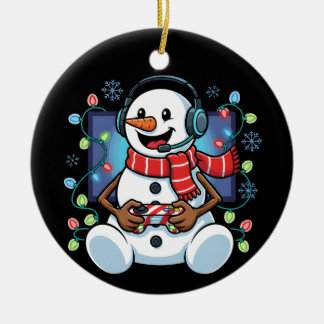 Ornamento De Cerâmica Boneco de Neve Gamer