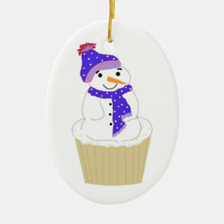 Ornamento De Cerâmica Boneco de Neve Gelado com Acessórios Azuis