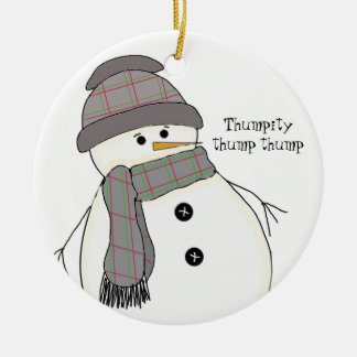 Ornamento De Cerâmica Boneco de Neve Gorducho com Dito