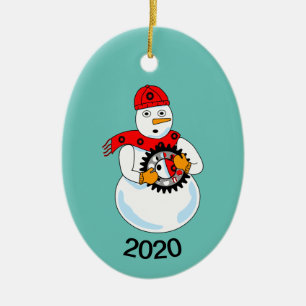 Ornamento De Cerâmica Boneco de Neve Mecânico