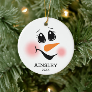 Ornamento De Cerâmica Boneco de Neve Personalizado