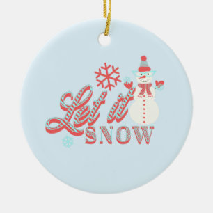 Ornamento De Cerâmica Boneco de Neve Retro Deixe a Neve Natal