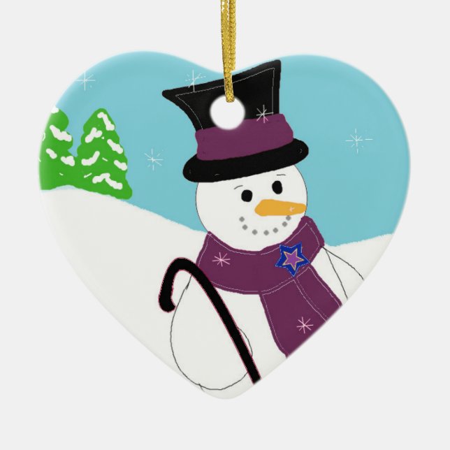 Ornamento De Cerâmica Boneco de Neve Sorridente (Frente)