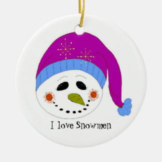 Ornamento De Cerâmica Boneco de Neve Sorridente