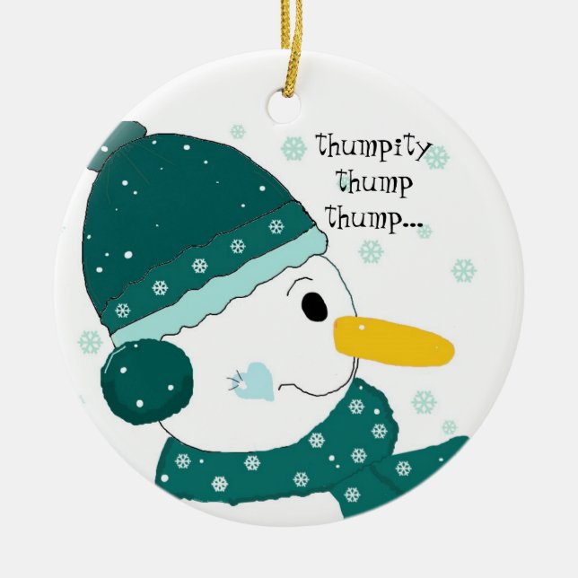 Ornamento De Cerâmica Boneco de Neve - Thumpity Thump Thump (Frente)