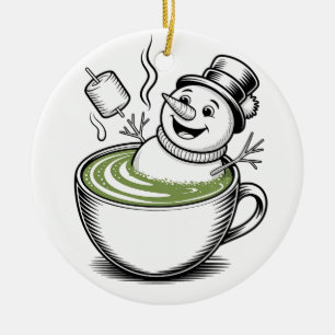 Ornamento De Cerâmica Boneco de Neve Tomando Banheira no Natal de Macha