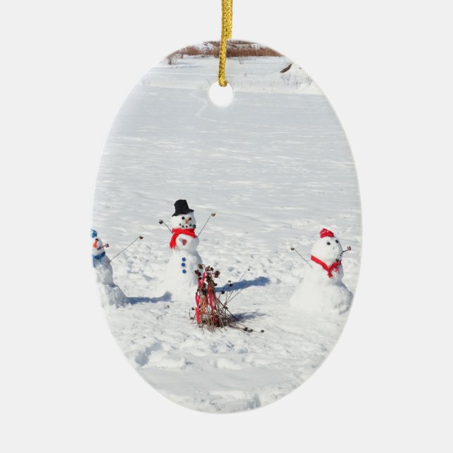 Ornamento De Cerâmica Bonecos de neve do Natal (Frente)