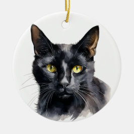ORNAMENTO DE CERÂMICA BONITA COR DE ÁGUA PRETA, GATO CURTO CABELO