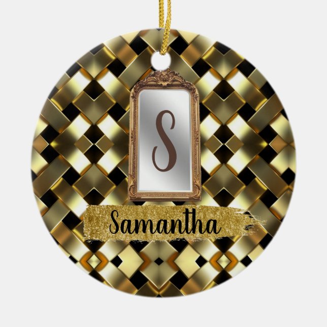 Ornamento De Cerâmica Bonita Dama de Garota Chic Mirror Elegante Bday (Frente)