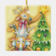 Ornamento De Cerâmica Bonita Névoa De Natal Com Estrela De Árvore De Nat (Frente)