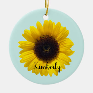 Ornamento De Cerâmica Bonita Personalização De Girassol Com Nome