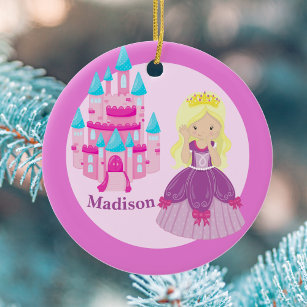 Ornamento De Cerâmica Bonita Princesa Loira, Natal para Crianças Persona