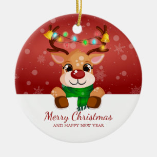 Ornamento De Cerâmica Bonita Rebelde de Pequim Saudação de Natal