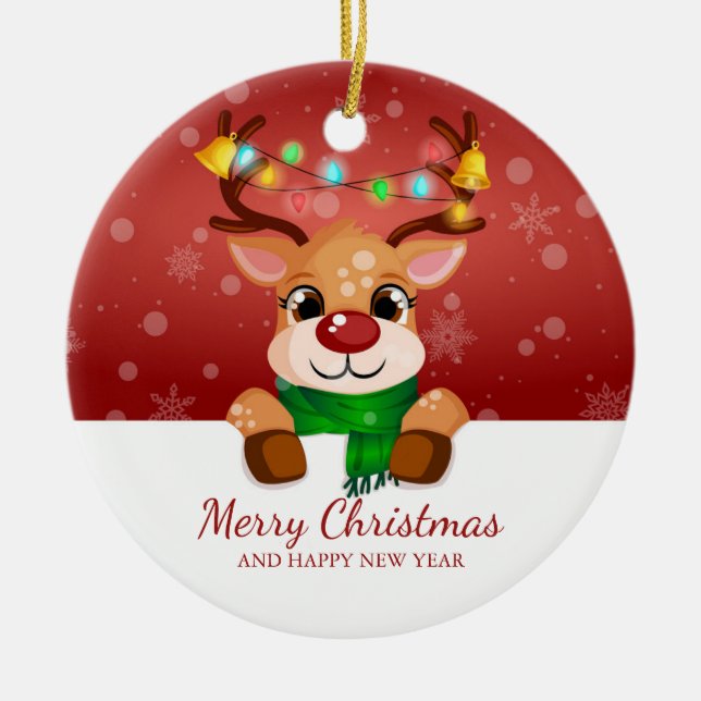 Ornamento De Cerâmica Bonita Rebelde de Pequim Saudação de Natal (Frente)