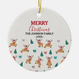 Ornamento De Cerâmica Bonita Reindeer de Natal