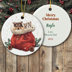 Ornamento De Cerâmica Bonitinho e presente de Natal Gatinho