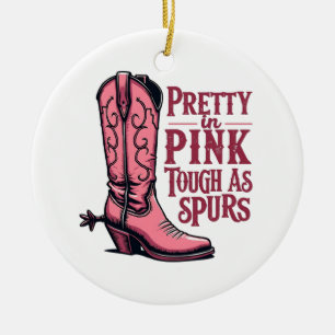 Ornamento De Cerâmica Bonito a rosa forte como Spurs Cowgirl Boot Wester