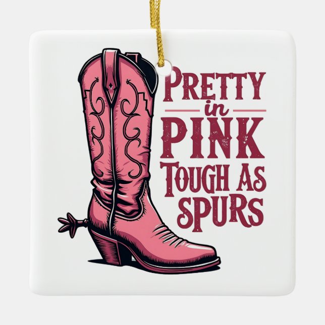 Ornamento De Cerâmica Bonito a rosa forte como Spurs Cowgirl Boot Wester (Frente)