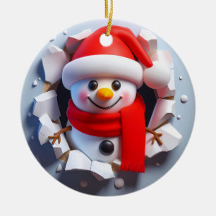 Ornamento De Cerâmica Bonito Adorável Snowman A Explodir