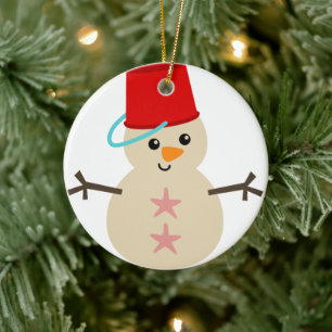 Ornamento De Cerâmica Bonito boneco de neve feito de areia com fiança pa