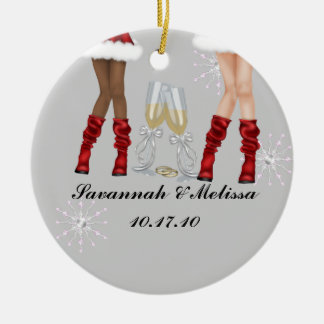 Ornamento De Cerâmica Bonito casado; Nosso primeiro Natal