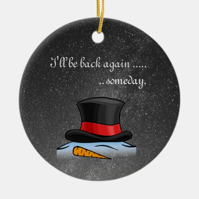 Ornamento De Cerâmica Bonito derreteu Neve Velho Chapéu de Seda (Frente)