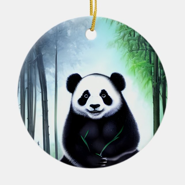 Ornamento De Cerâmica Bonito, Fofinho Pequeno Urso de Panda (Frente)