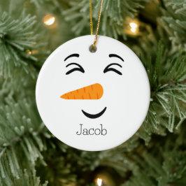 Ornamento De Cerâmica Bonito Frosty, o Snowman Sorrindo Rosto