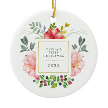 Bonito Girly Flowers Bebê é o primeiro Natal