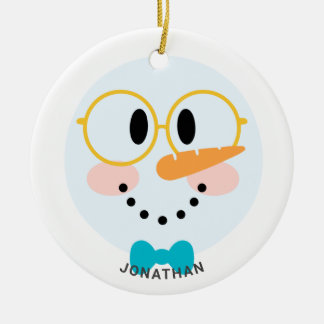 Ornamento De Cerâmica Bonito inverno Personalizado Snowman Face Natal