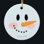 Ornamento De Cerâmica Bonito inverno Personalizado Snowman Face Natal<br><div class="desc">Bonito Winter Personalizado Snowman Enfrenta O Ornamento Cerâmico De Natal. Excelente presente de Natal para a família e os amigos.</div>
