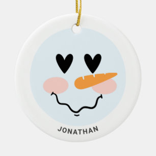 Ornamento De Cerâmica Bonito inverno Personalizado Snowman Face Natal