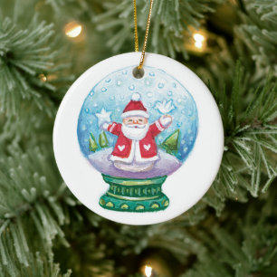 Ornamento De Cerâmica Bonito Natal Snowglobe Papai Noel, Estrela, Pássar