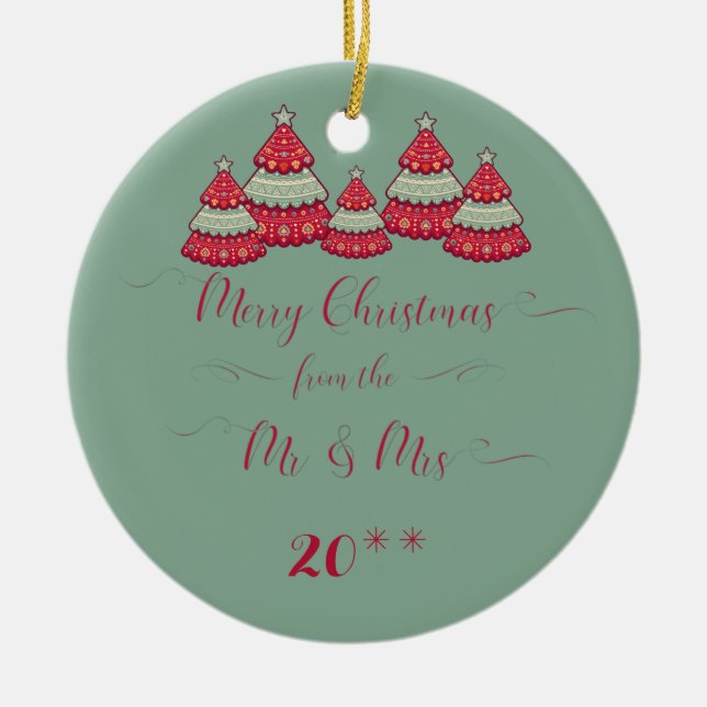 Ornamento De Cerâmica Bonito nosso primeiro Natal Ornament junto (Frente)