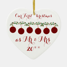 Ornamento De Cerâmica Bonito nosso primeiro Natal Ornament junto