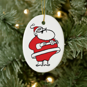 Ornamento De Cerâmica Bonito Papai Noel Alegre Desenhado Rindo Ho Ho Ho