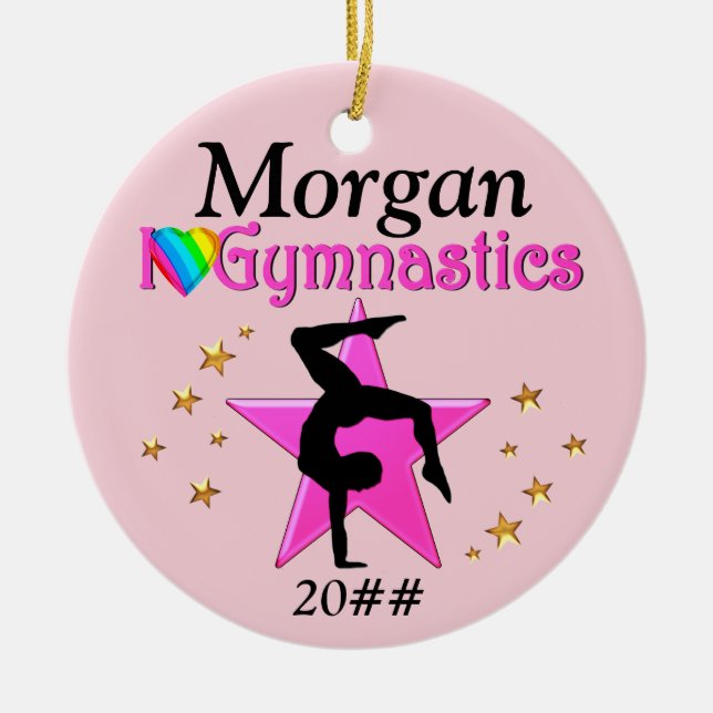 ORNAMENTO DE CERÂMICA BONITO PINK EU AMO GINÁSTICA PERSONALIZAR ORNAMENT (Frente)