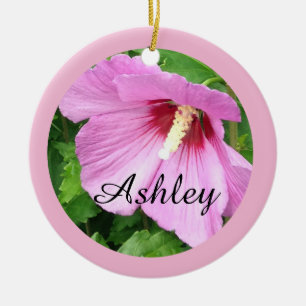 Ornamento De Cerâmica Bonito Rosa Rosa Rosa de Sharon Foto Personalizada